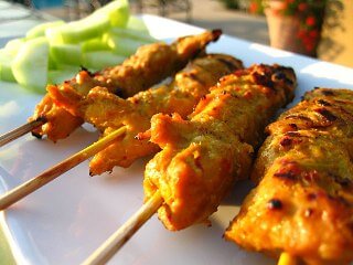 brochette viande satay